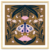 Pink Moth with Flowers on a brown background thumbnail