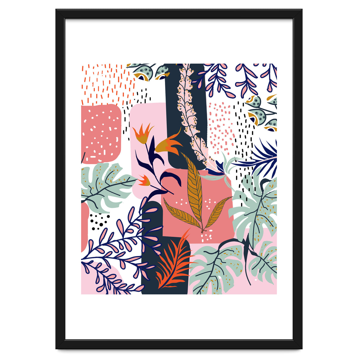 Mood | Abstract Chic Modern Bohemian Painting | Contemporary Eclectic Blush Botanical Nature