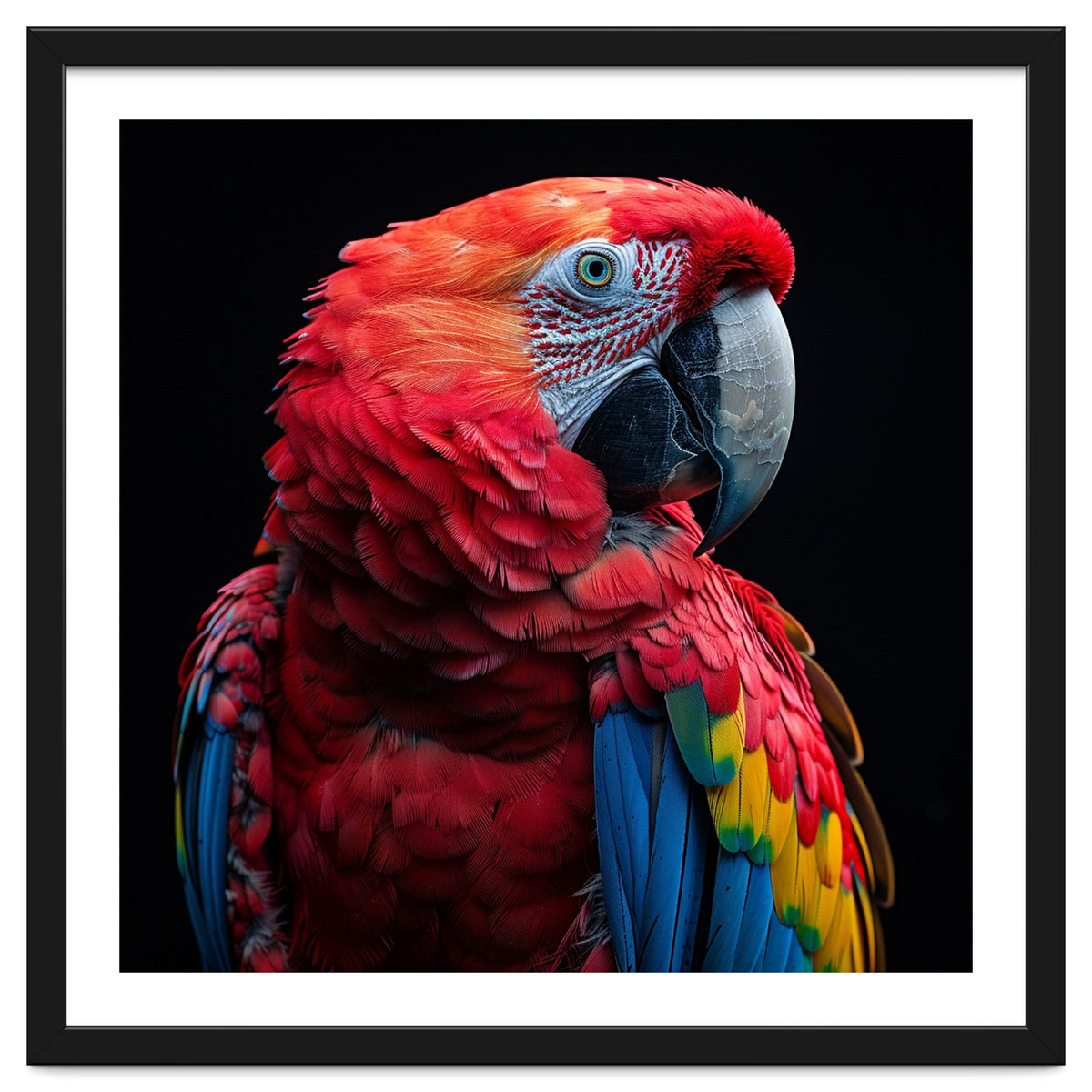 Scarlet Macaw Parrot Close Up Portrait