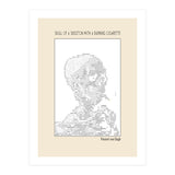 Skull Of A Skeleton With A Burning Cigarette Vincent Van Gogh Ascii Art (Print Only) thumbnail