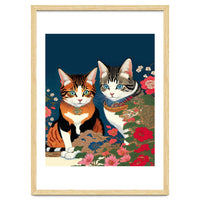 The Perfect Companion, Cute Cats Japanese Pets, Whimsical Animals Cat Vintage Love Friends Together