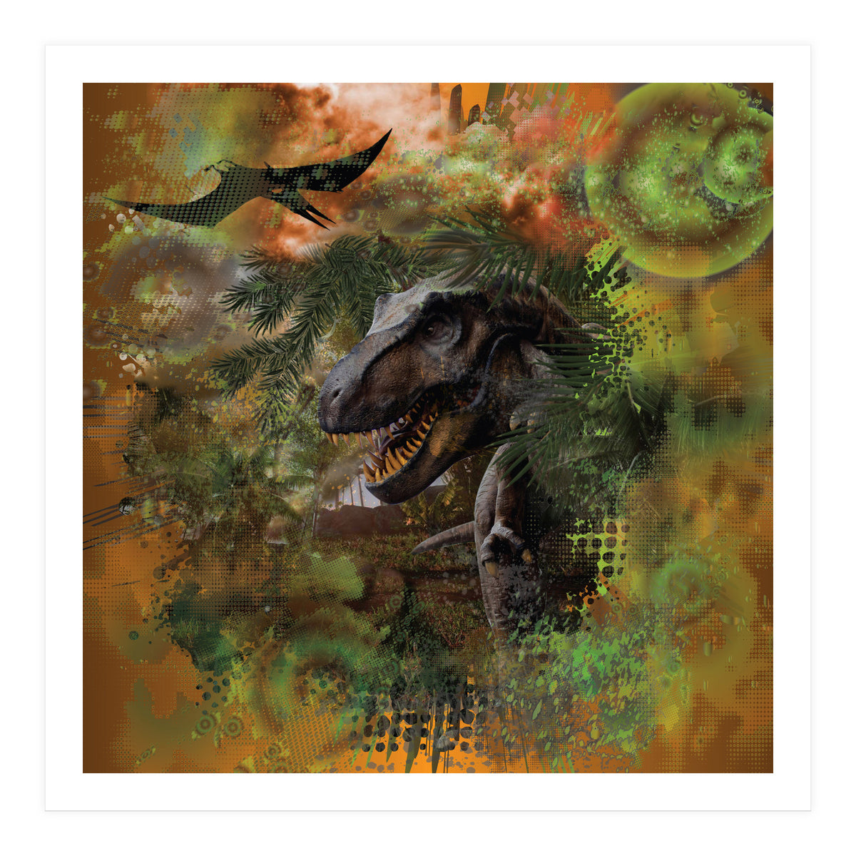 Dinosaur Jurassic T-Rex Collage (Print Only)