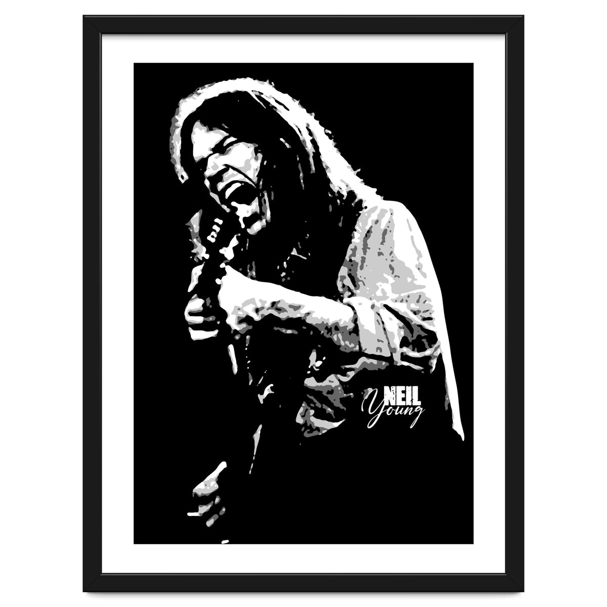 Neil Young Musician Legend in Grayscale 2