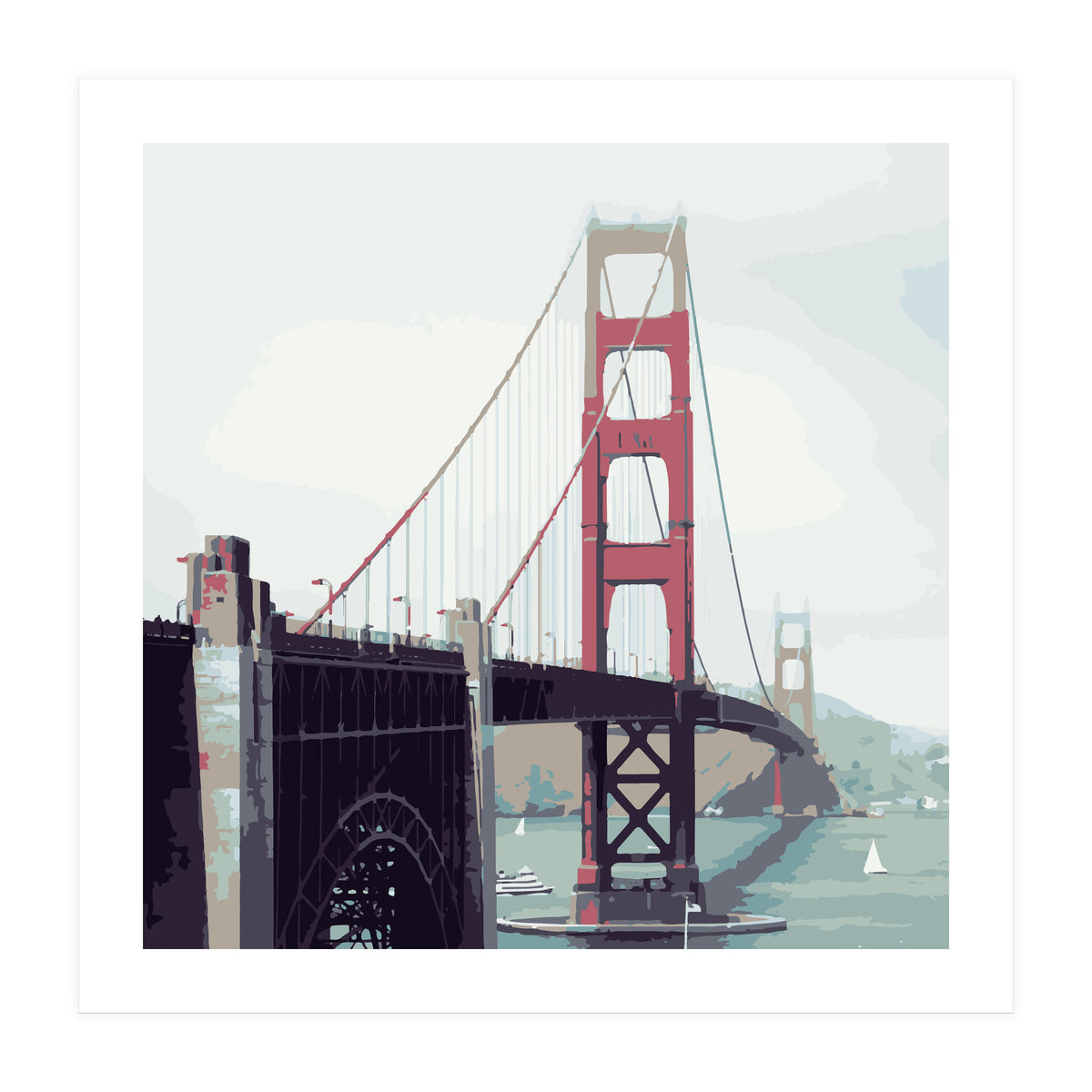 Golden Gate Watercolor Art (Print Only)