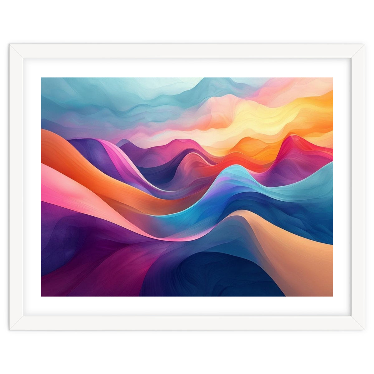 Vibrant Abstract Flowing Peaks Art