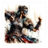 Viking Warrior Woman Watercolor Portrait (Print Only) thumbnail