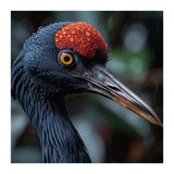 Black Crane Bird Head With Red Crown And Raindrops (Print Only) thumbnail