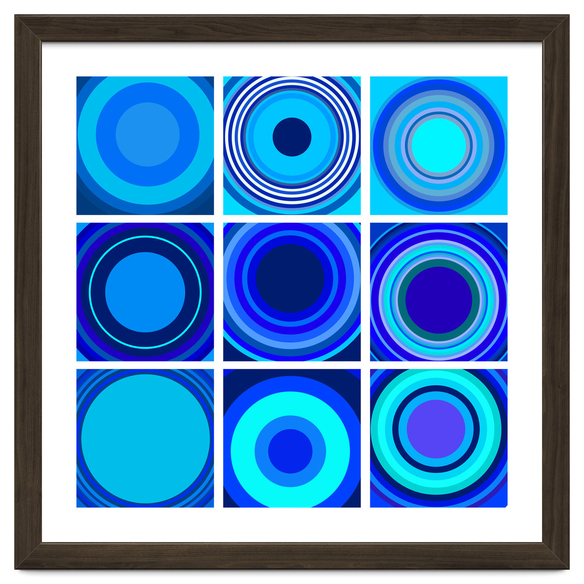 Circles & Rectangles Alt Blue 3 X 3: 3