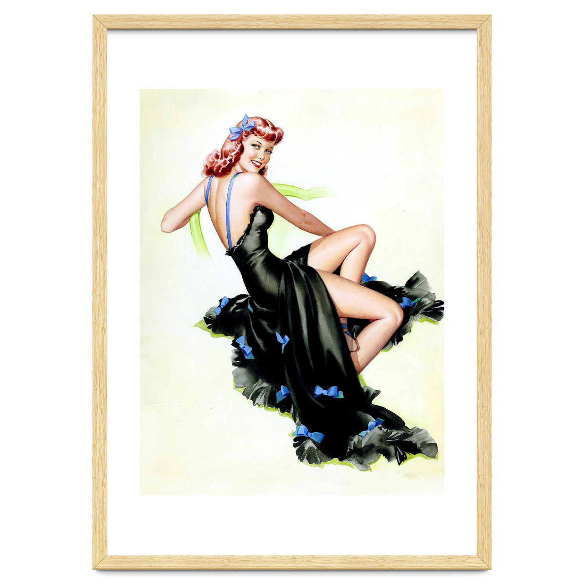 Pinup Girl Posing In Black Dress