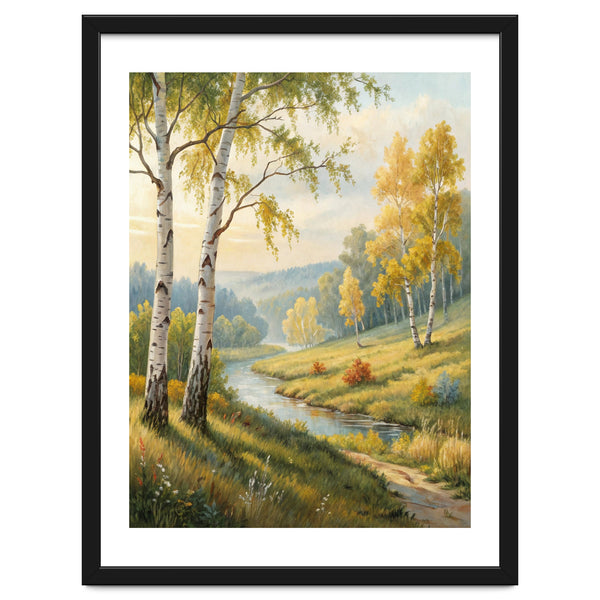 Golden Autumn Birch: A Riverside Walk