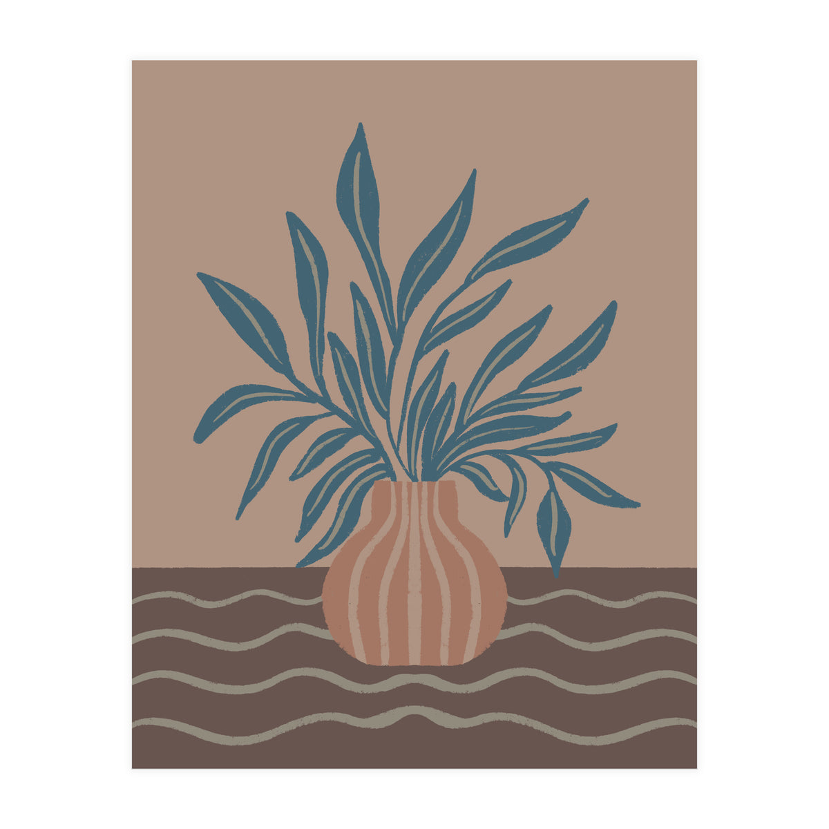 Modern Vase with Tropical Leaves (Print Only)