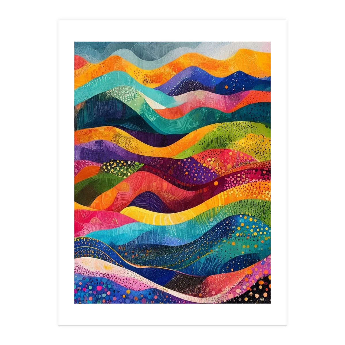 Abstract Rainbow Rolling Hills Landscape (Print Only)