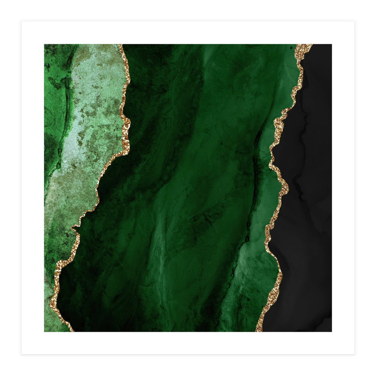 Green & Gold Agate Texture 01  (Print Only)