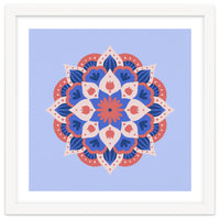 Mandala flower - blue and coral