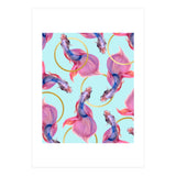 HullaHoops, Eclectic Colorful Fish Graphic Design, Animals Gold Rings Surrealism Quirky (Print Only) thumbnail