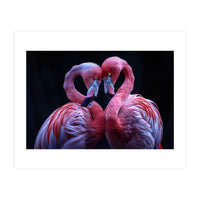 Two Pink Flamingos Forming A Heart Shape (Print Only)
