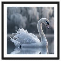 Majestic White Swan Gracefully Floating On Water