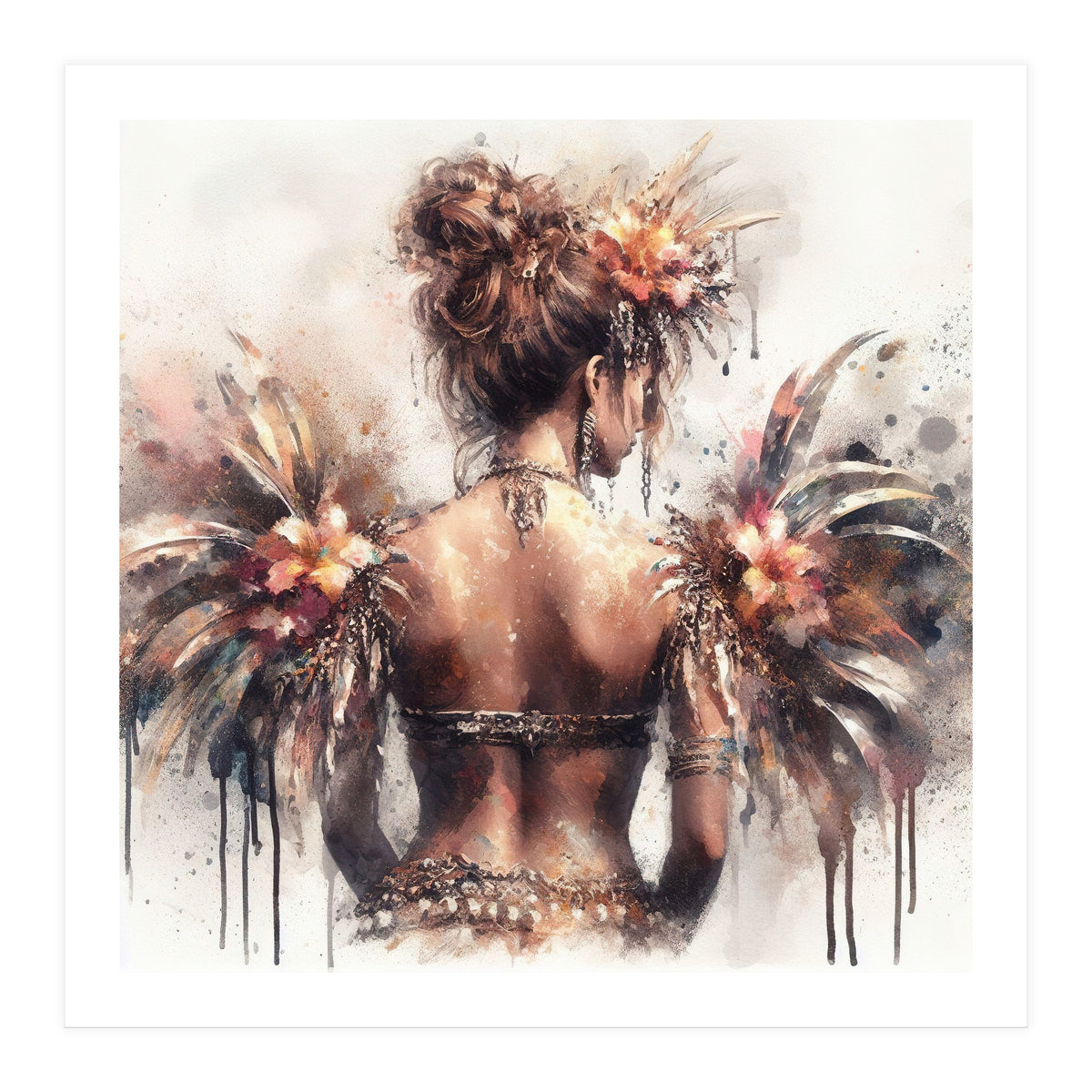 Ornate Floral Back Portrait (Print Only)