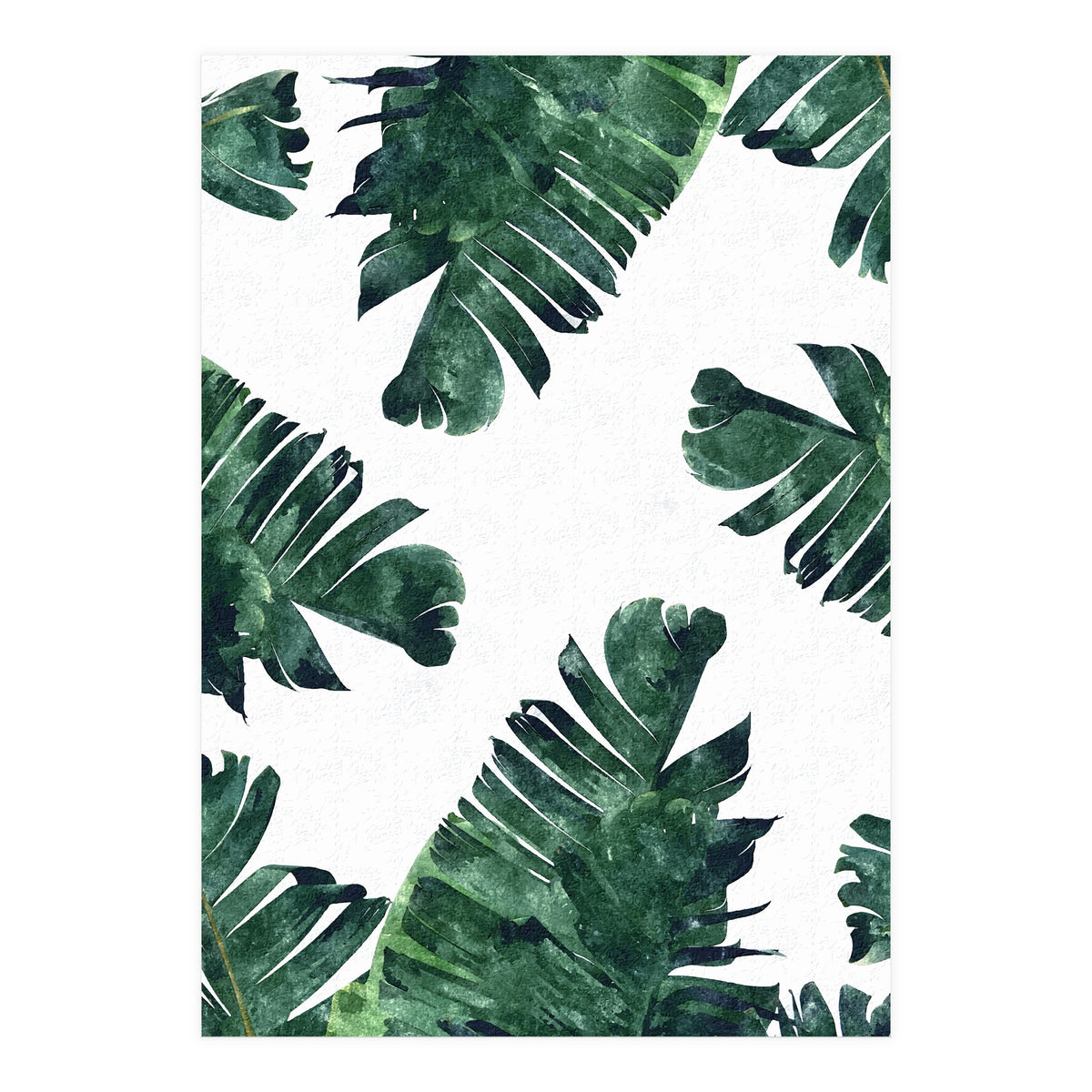 Banana Leaf Watercolor Painting, Tropical Nature Botanical Palm Illustration Bohemian Minimal Luxe (Print Only)