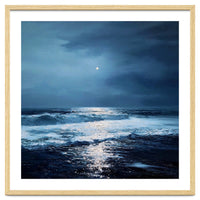 Midnight Seascape with Moonlight Reflecting