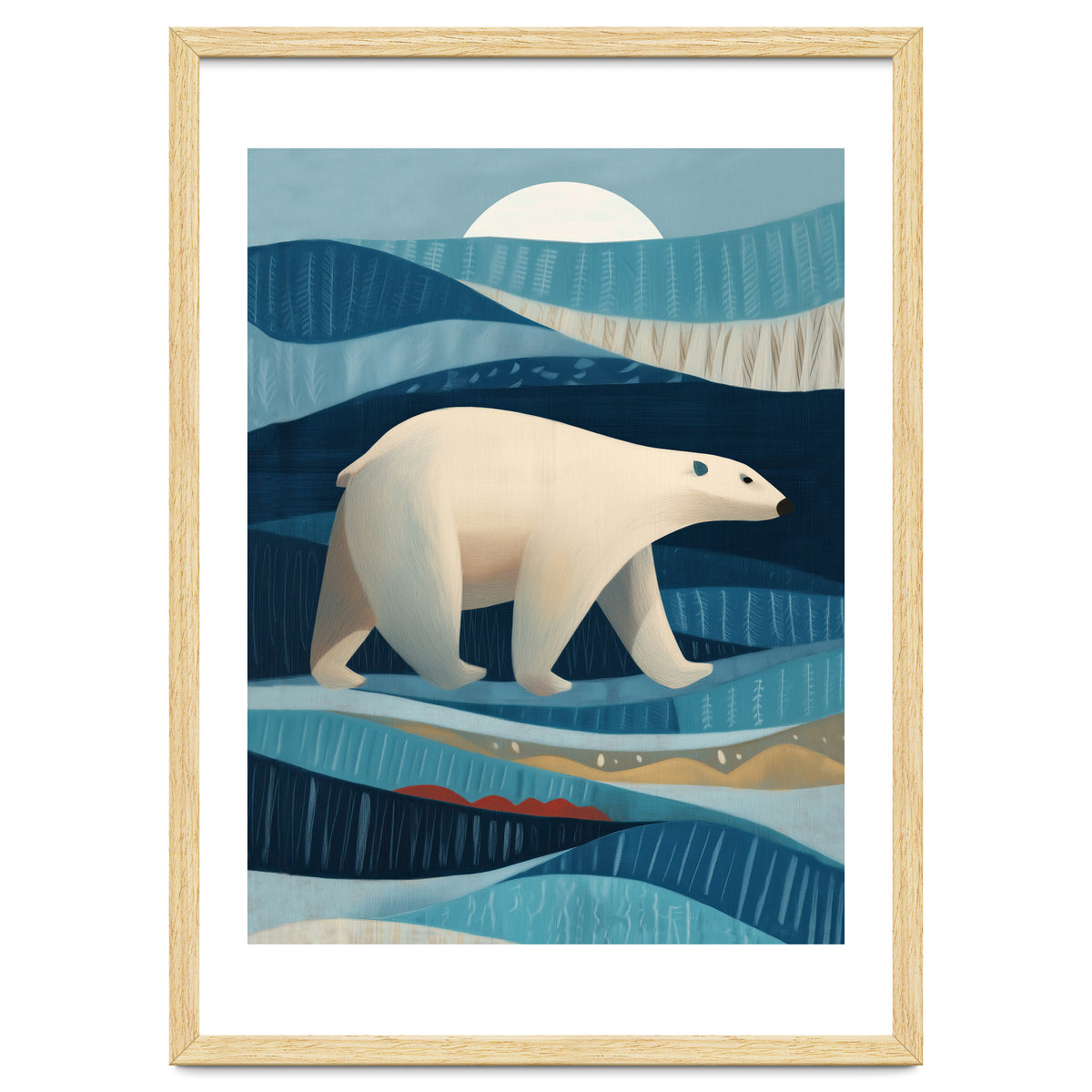 Polar Bear In The Blue Arctic