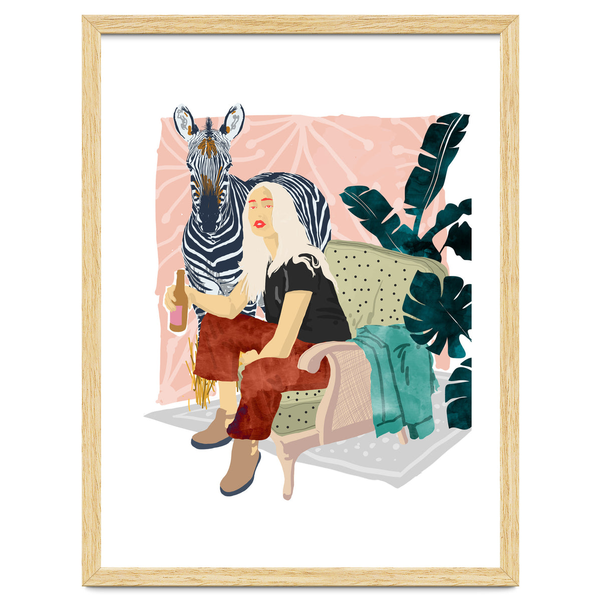 Zebra Hangout | Wildlife Urban Jungle Décor | Banana Leaves Monstera Plant Lady Fashion