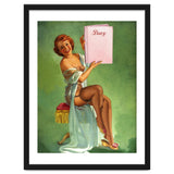 Pinup Girl Posing With Her Big Diary Book thumbnail