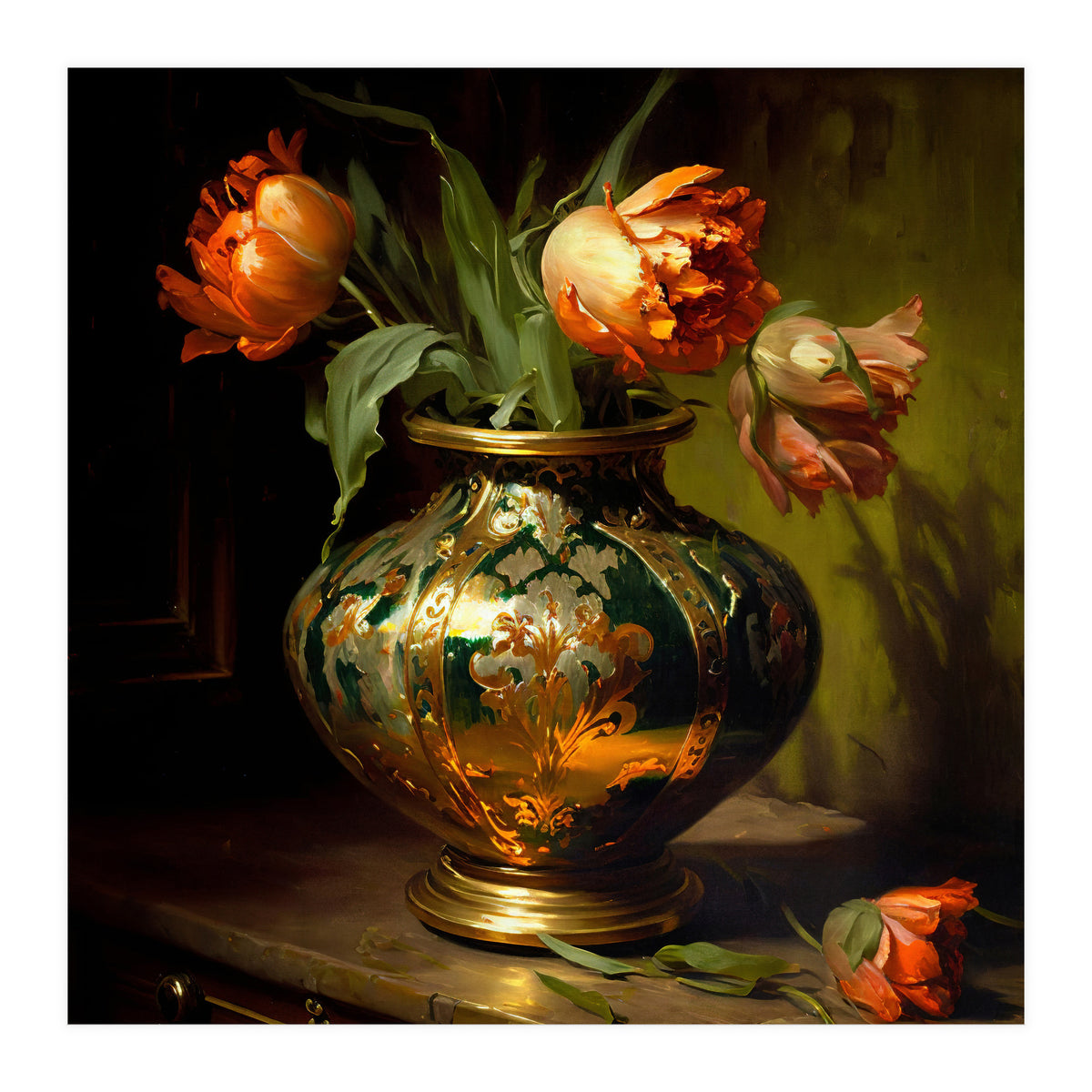 Orange Parrot Tulips (Print Only)