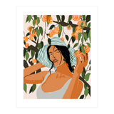 The Orange Grove, Bohemian Woman Summer Travel, Fashion Botanical Nature Garden, Plants Fruits Juicy (Print Only) thumbnail