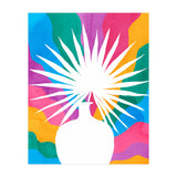 Fan Palm, Tropical Nature Botanical Colorful Watercolor, Abstract Jungle Rainbow Boho, Eclectic Plants Contemporary Modern (Print Only) thumbnail