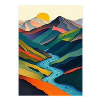 Minimalist Mountain River Landscape (Print Only)