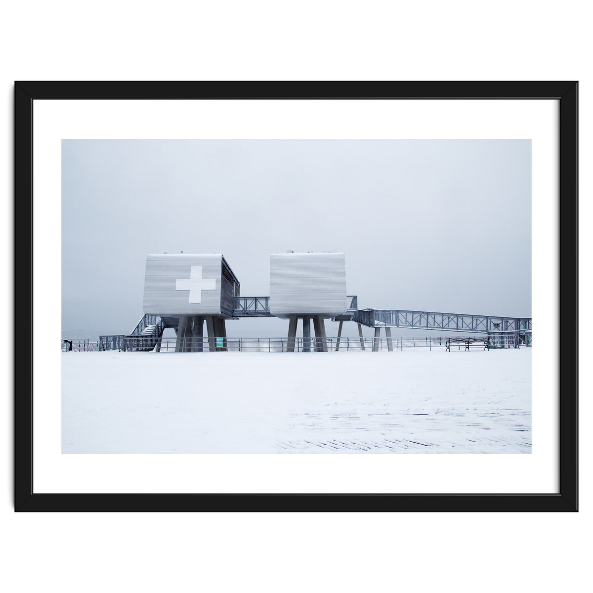 First aid house in the winter seascape