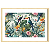 Tropical Toucans in Lush Jungle Foliage