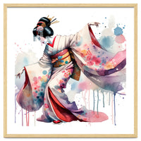 Geisha Dancer With Flowing Kimono