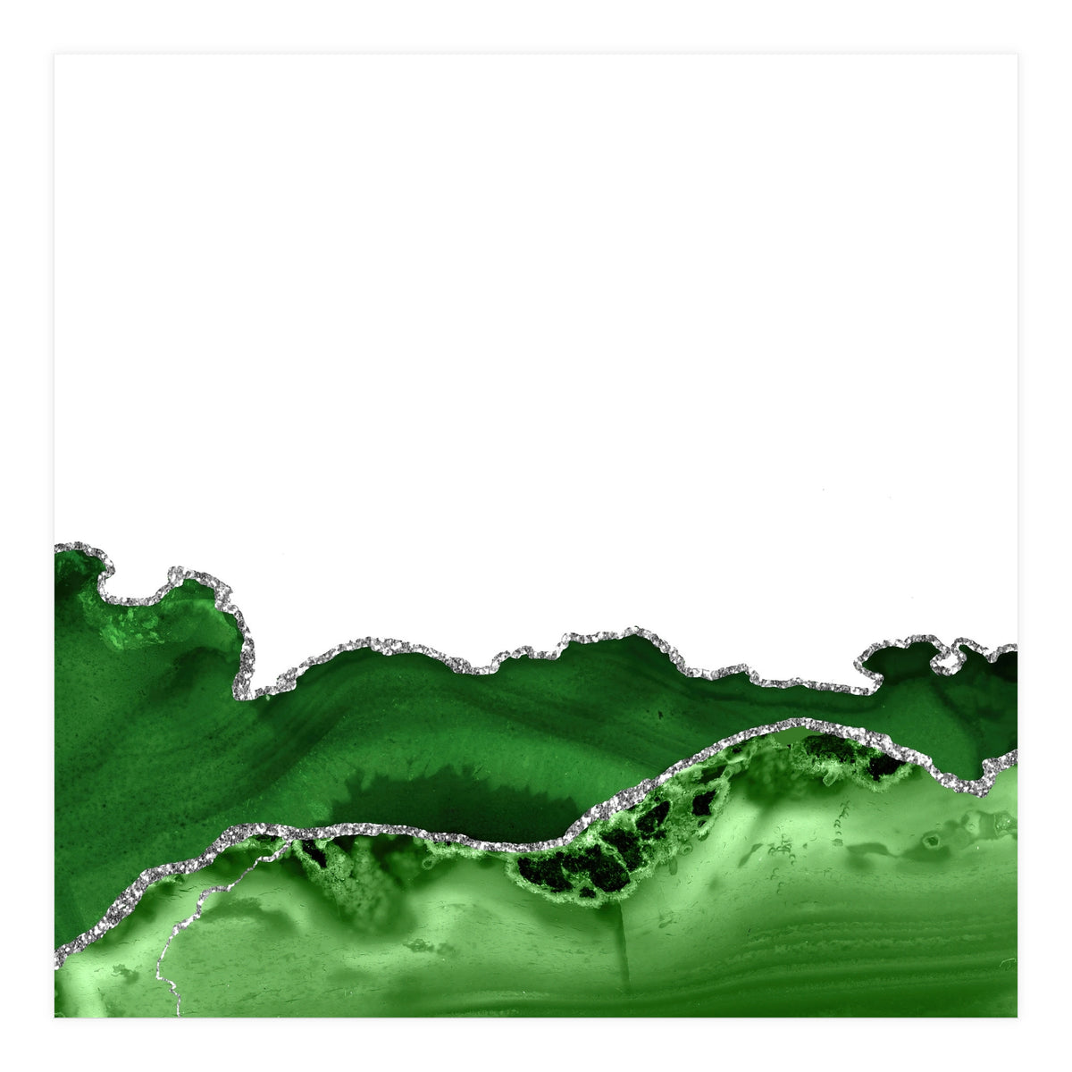 Green & Silver Agate Texture 12 (Print Only)