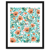 Tangerine Dreams, Orange & Mint Botanical Jungle Watercolor Painting, Colorful Plants Floral Summer thumbnail