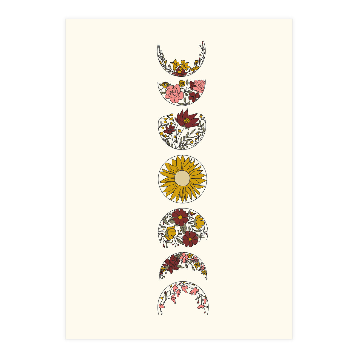 Floral Phases Of The Moon (Print Only)