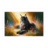 Majestic Lynx In Blooming Meadow (Print Only)