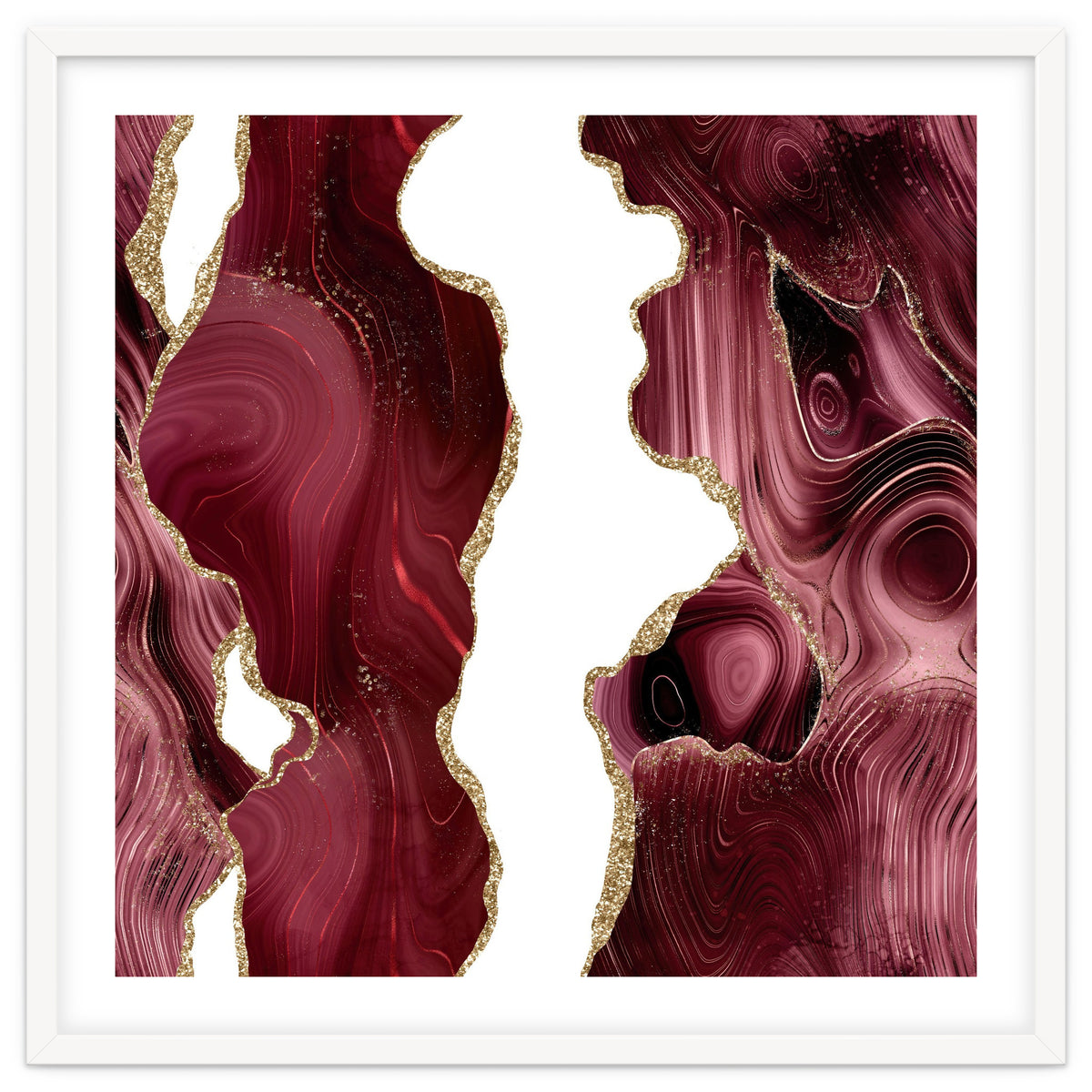 Burgundy & Gold Glitter Agate Texture 05