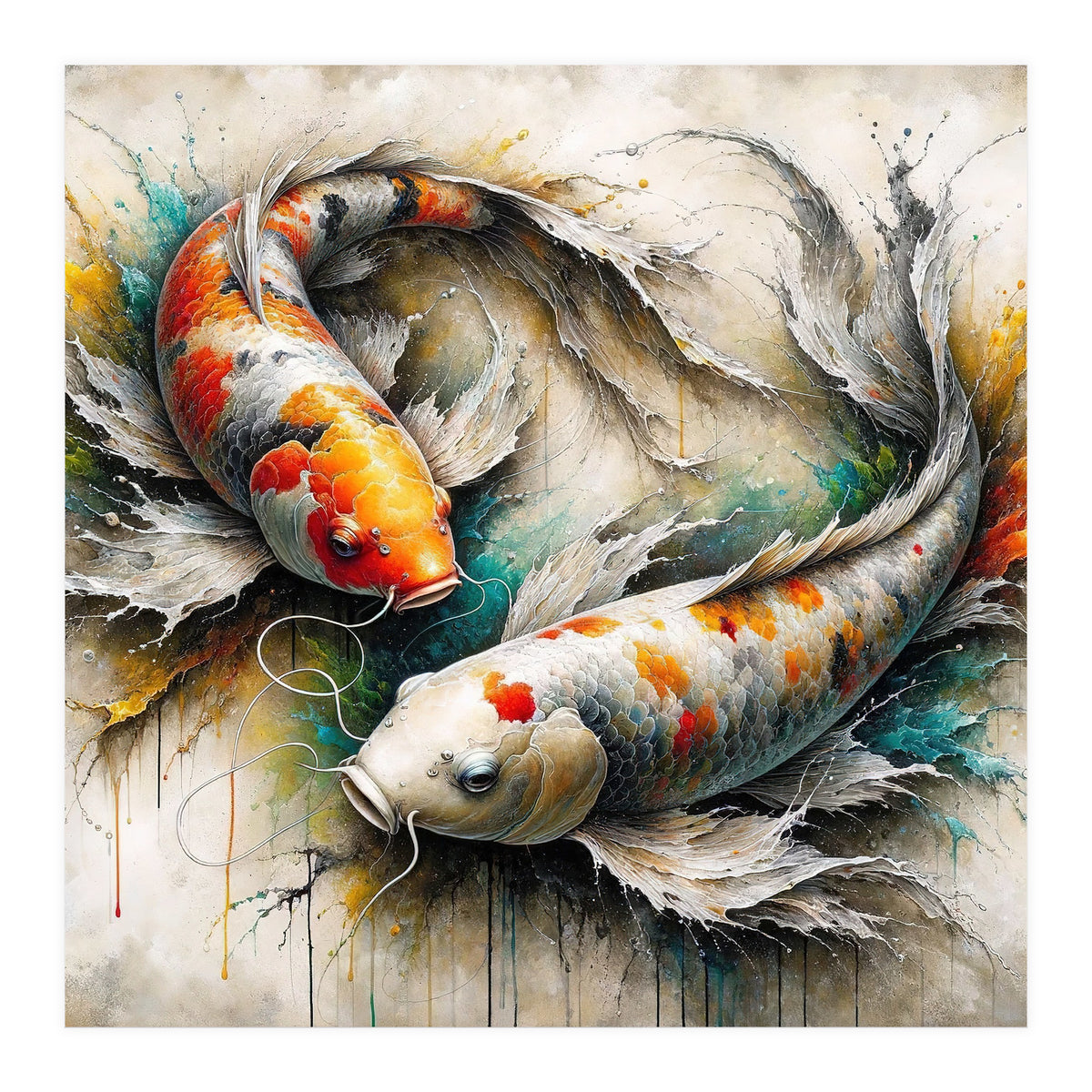 Watercolor Koi Fish Pair (Print Only)