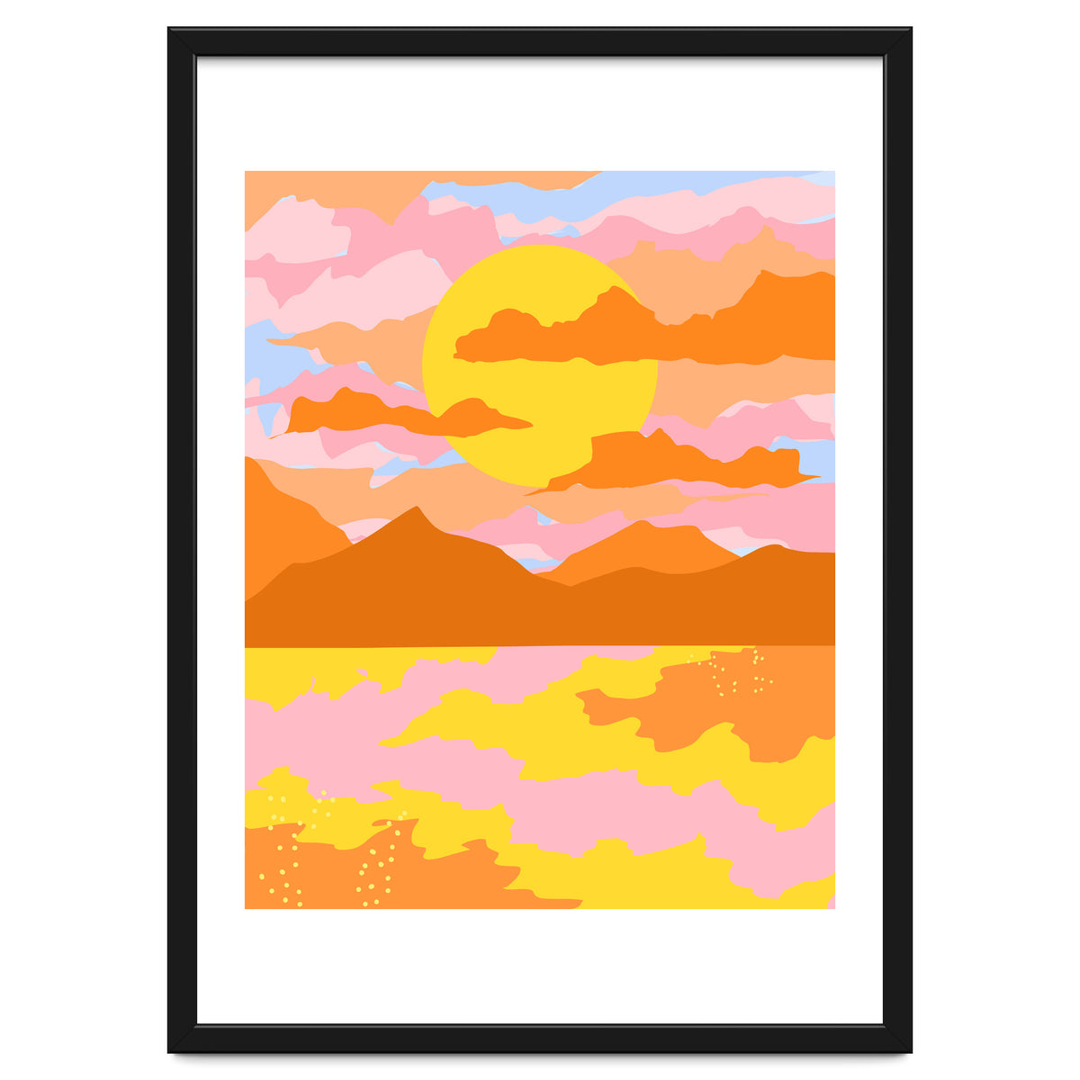 Colors Of The Sky, Sunset Sunrise Nature Landscape Illustration, Travel Adventure Bohemian Colorful