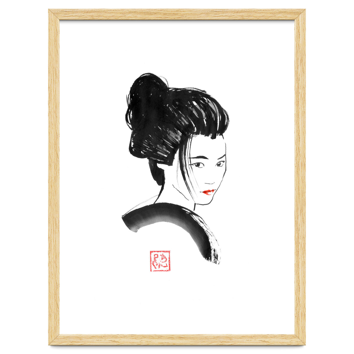 Geisha Face Red Lips