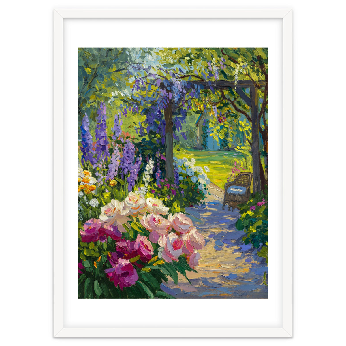 Serene Summer Garden Path Oil Painting