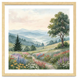 Serene Mountain Meadow Watercolor Landscape thumbnail