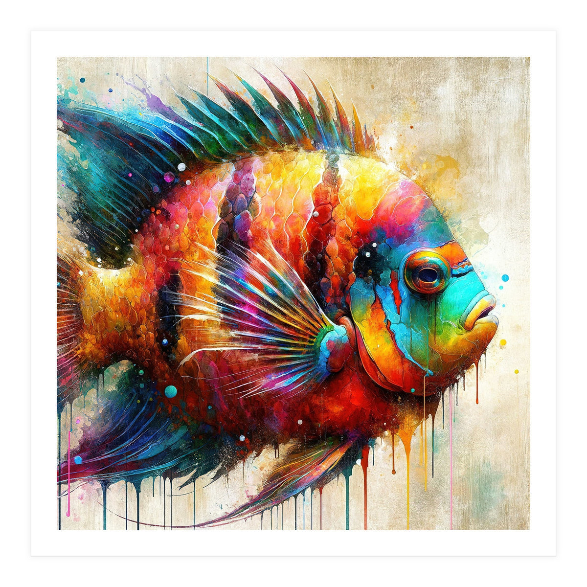 Colorful Tropical Fish Portrait (Print Only)