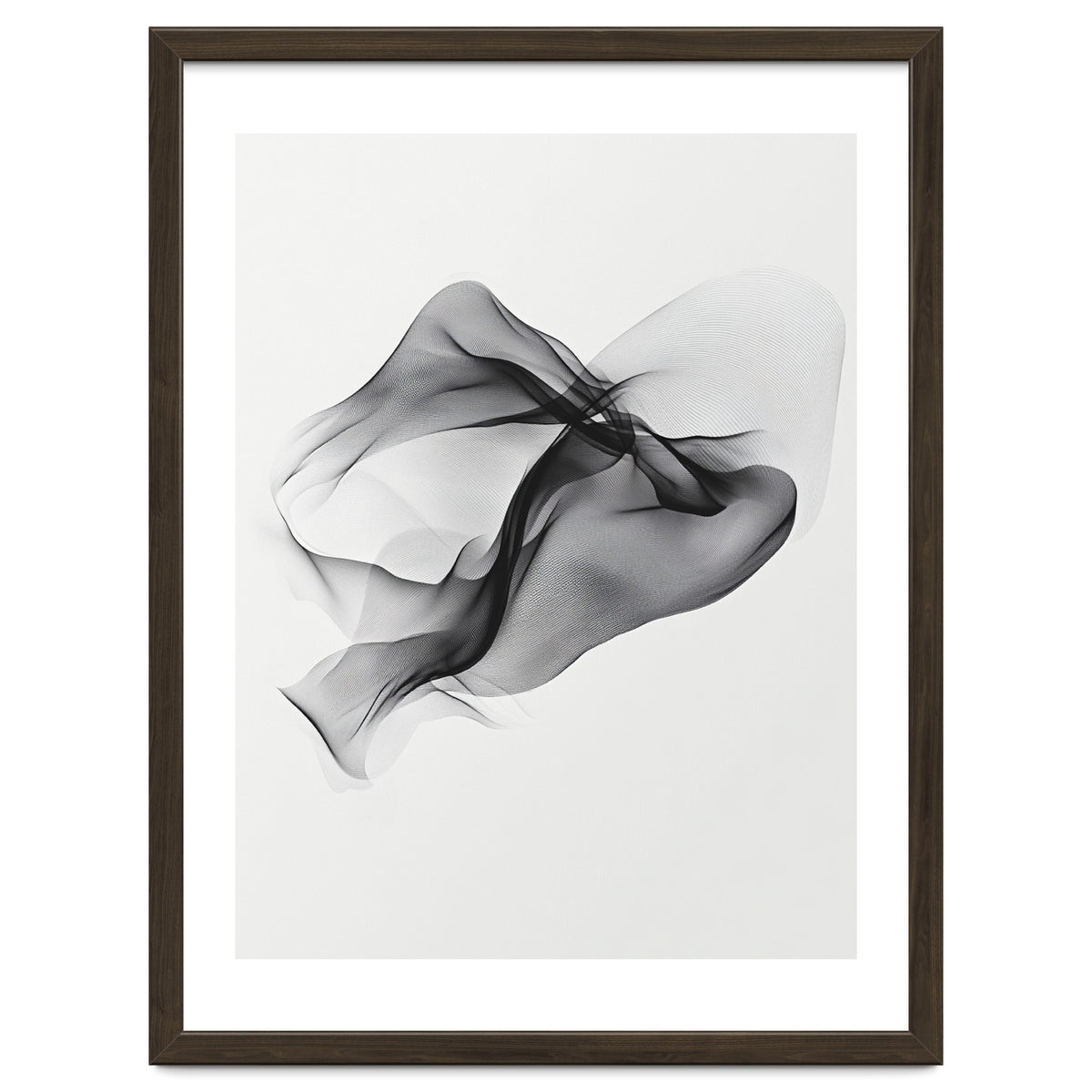 Abstract Black Flowing Fabric Wave