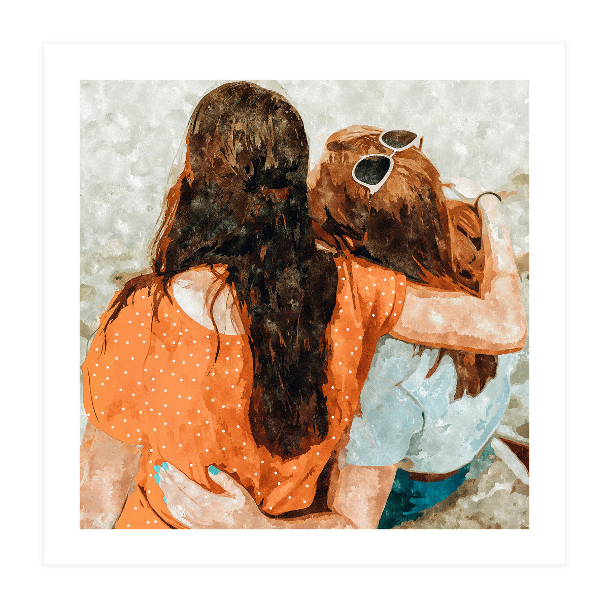 Soul Sisters | Modern Bohemian Friendship BFF Fashion | Friends Companion Summer Travel Painting (Print Only)