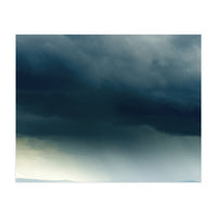 Storm Rain Clouds Watercolor Painting Blue Minimal Dark Sky Graphic (Print Only)