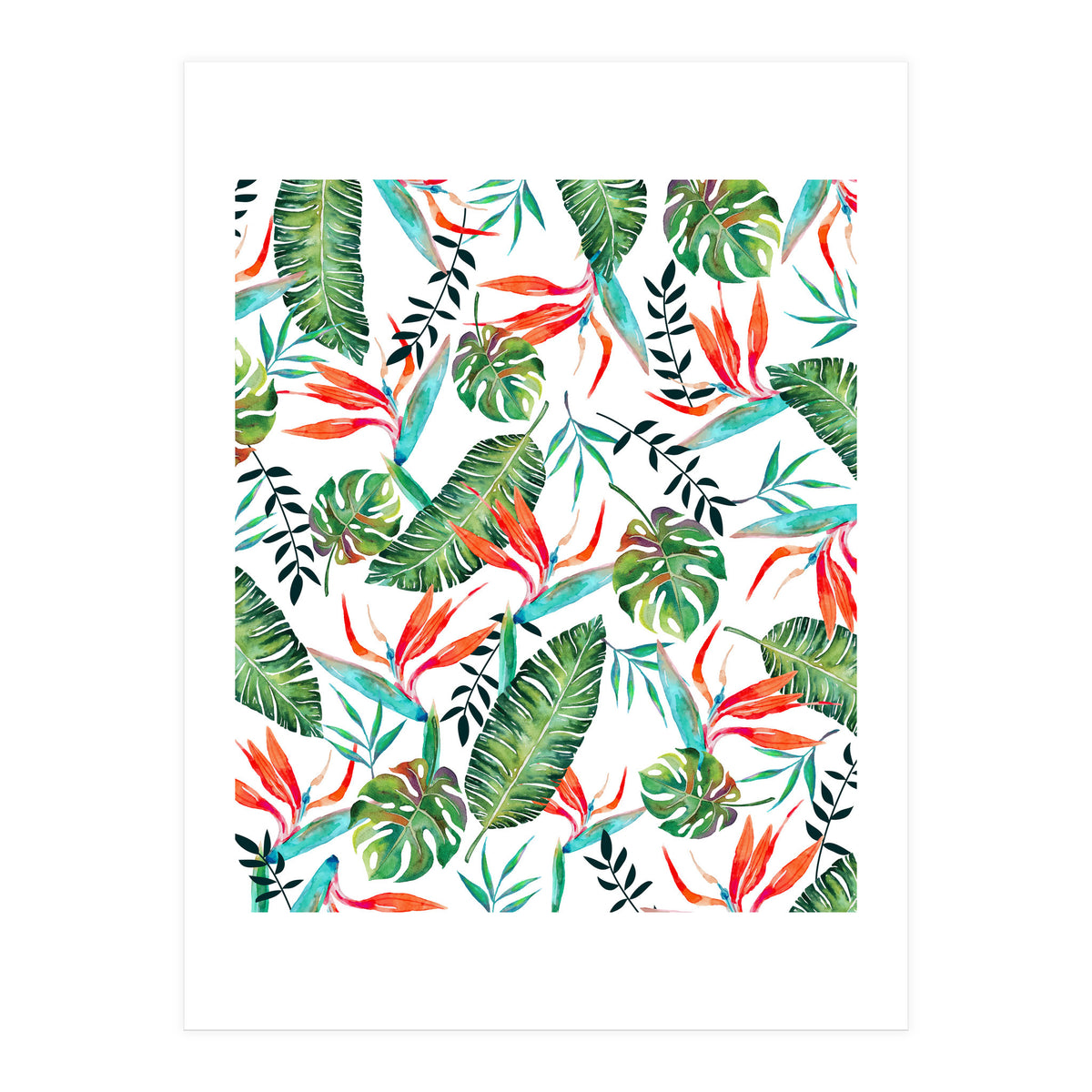 A New Paradise #Bird of paradise painted tropical art & pattern (Print Only)