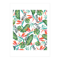 A New Paradise #Bird of paradise painted tropical art & pattern (Print Only)